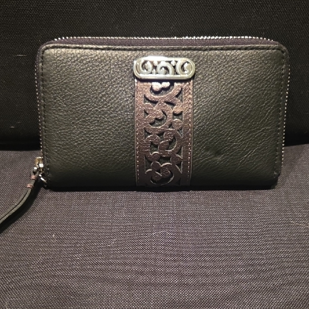 Brighton Black Wallet with Silver Accents